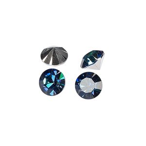Chaton 48pk crystal Bermuda blue foil back, Preciosa MAXIMA Czech crystal rhinestone 8.16-8.41mm 15-cut faceted round SS39