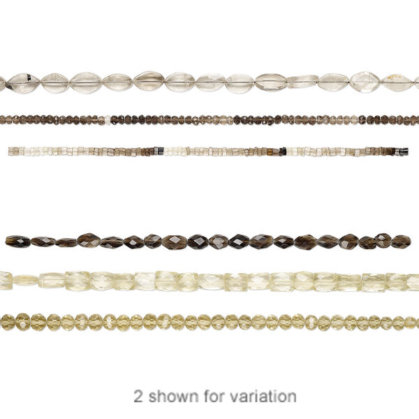 Smoky quartz / lemon quartz / lemon smoky quartz 1pkg3, hand-cut mixed shape bead 6 inch mix 3x2mm-14x9mm image number 0