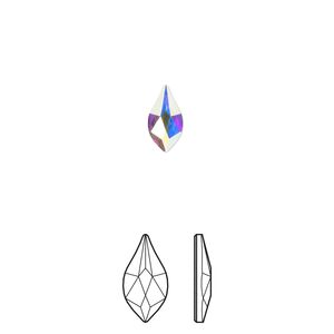Flat back 288pk crystal AB foil back, Swarovski® 7.5x4mm flame 2205