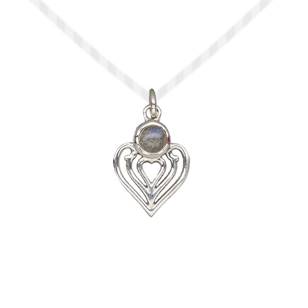 Labradorite / sterling silver 1pkg1, heart drop natural antiqued 14x11mm image number 0