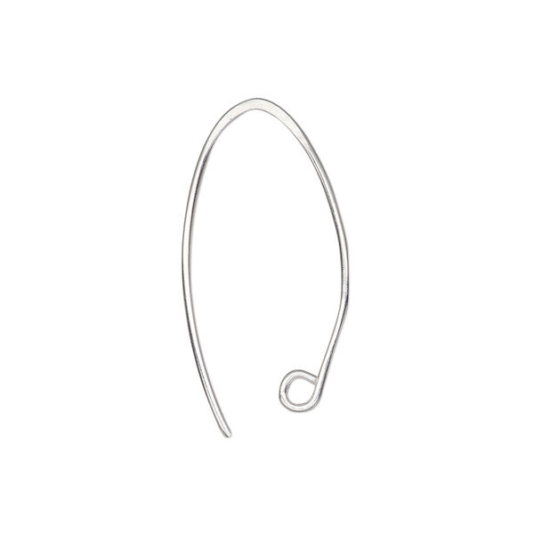 Ear wire, Hill Tribes, silver-plated brass, 27mm marquise with open loop, 20 gauge. Sold per pair. image number 0