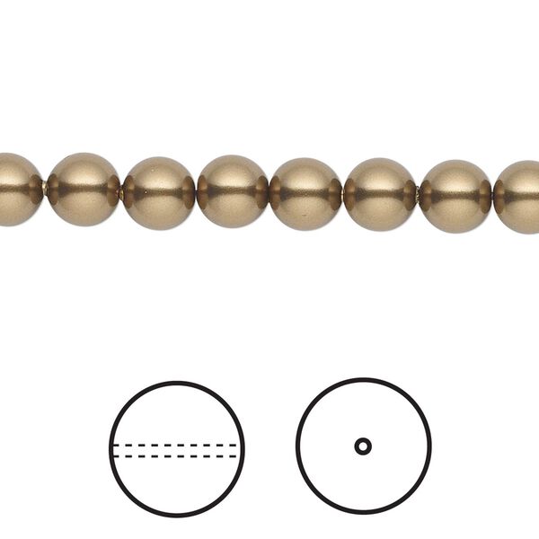 Pearl 50pk antique brass, Crystal Passions® 6mm round 5810 image number 0