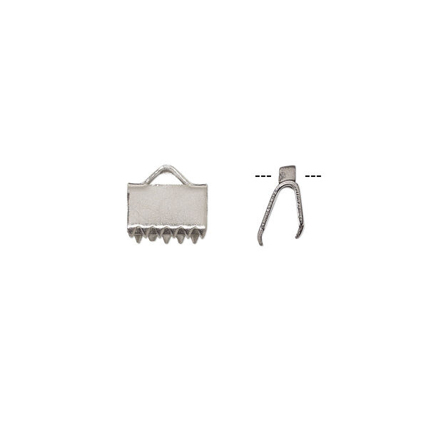 Ribbon crimp end, stainless steel, 8.5x6mm rectangle. Sold per pkg of 20. image number 0