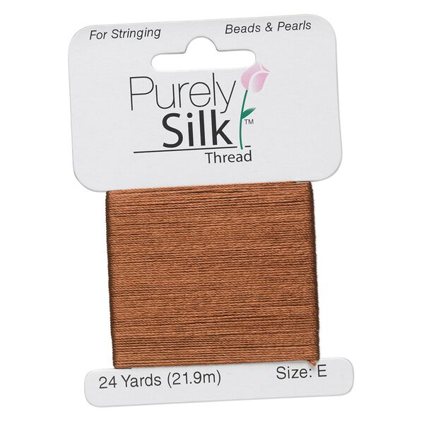 Thread, Purely Silk™, brown, size E. Sold per 24-yard card. image number 0