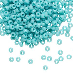 Seed bead, Miyuki, glass, pkg/250g, #8 rocaille, opaque sea opal, (RR-412L).
