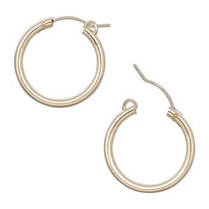 Earring, 14Kt gold-filled, 22mm flexible round hoop with latch-back closure. Sold per pair.