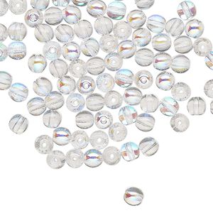 Czech glass 1pkg100, round druk bead clear AB 4mm