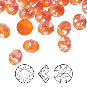 Chaton 6pk crystal orange glow DeLite, Crystal Passions® 8.16-8.41mm round SS39 1088