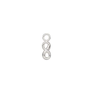 Charm, sterling silver, 7.5x3mm single-sided infinity. Sold per pkg of 2.