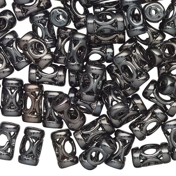 Bead, black-finished brass, 10x5mm hourglass. Sold per pkg of 100. image number 0