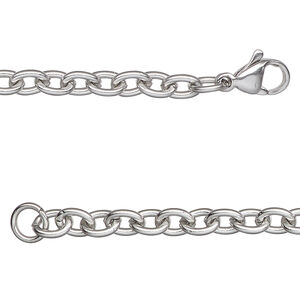 Chain, stainless steel, 4.5mm cable, 20 inches with lobster claw clasp. Sold individually.