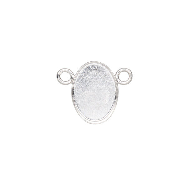 Connector, Almost Instant Jewelry®, fine silver, 15x11mm closed-back oval with 14x10mm oval bezel setting. Sold individually. image number 0
