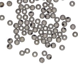 Bead, antique silver-plated steel, 3mm round. Sold per pkg of 100.