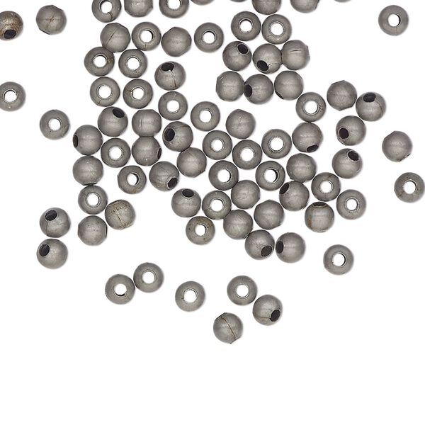Bead, antique silver-plated steel, 3mm round. Sold per pkg of 100. image number 0