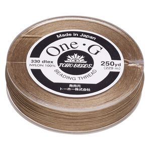 Thread, One-G™, nylon, pkg/250 yards, sand ash, size 0.