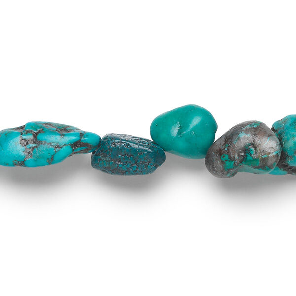 Bead, turquoise (dyed / stabilized), blue, small to medium nugget, Mohs hardness 5 to 6. Sold per 15-1/2 to 16-inch strand. image number 0