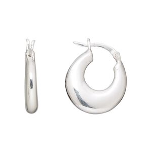 Earring, Create Compliments®, fine silver, electroformed, 20mm round hoop with latch-back closure. Sold per pair.