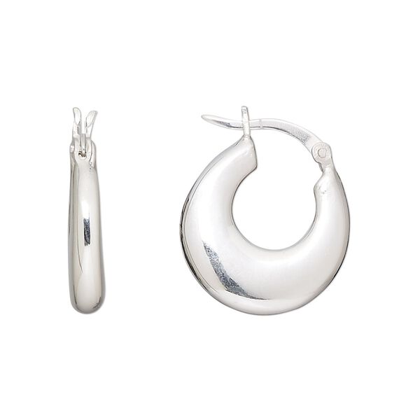 Earring, Create Compliments®, fine silver, electroformed, 20mm round hoop with latch-back closure. Sold per pair. image number 0