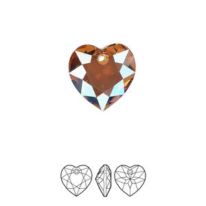 Drop 1pk light Colorado topaz shimmer, Crystal Passions® 14.5mm pendant heart cut 6432