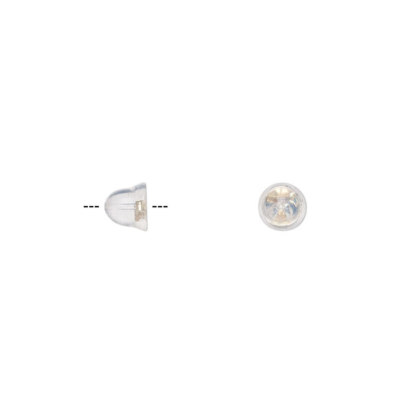 Earnut, silicone and 14Kt gold, clear, 5x4.5mm bell. Sold per pair. image number 0