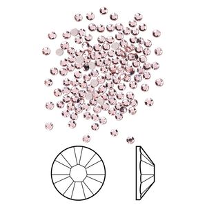 Flat back 144pk vintage rose foil back, Crystal Passions® 1.7-1.9mm rose round SS5 2058