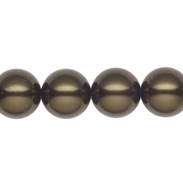 Pearl 10pk dark green, Preciosa Czech crystal 12mm round image number 0