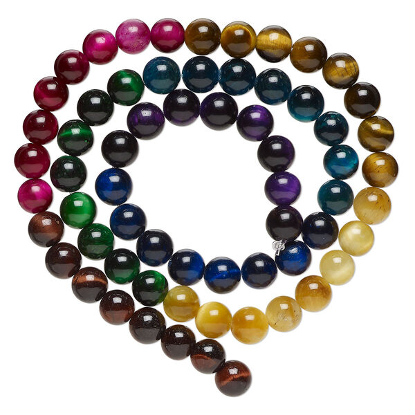Bead, tigereye (natural/dyed/heated), 6mm round, B Grade, Mohs hardness 7. Sold per 15-1/2" to 16" strand, approximately 64 beads. image number 0