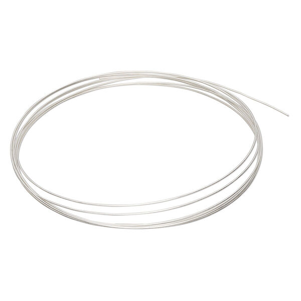 Wire, Argentium® silver, half-hard, round, 24 gauge. Sold per pkg of 5 feet. image number 0