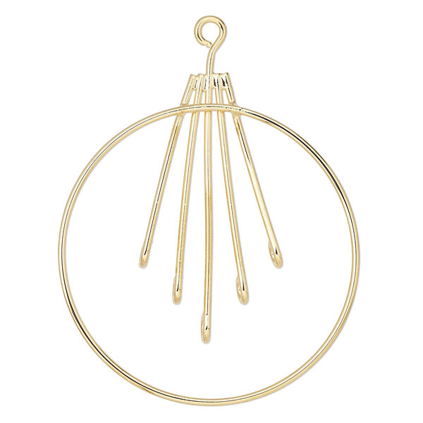 Focal, gold-plated brass, 44mm with 40mm hoop and bars with 5 loops. Sold per pkg of 10. image number 0