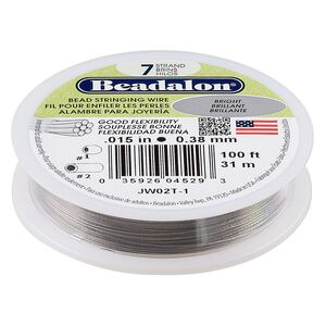 Wire, Beadalon®, nylon and stainless steel, bright, 7 strand, 0.015-inch diameter. Sold per 100-foot spool.