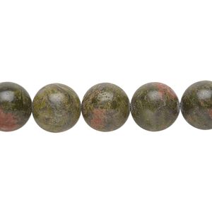 Unakite 1pkg1, round bead natural 15.5-16 inch 10-11mm
