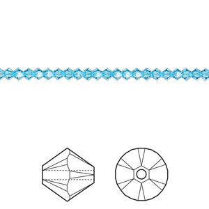 Bead 48pk aquamarine, Crystal Passions® 2.5mm bicone 5328