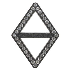 Focal, plastic, black and clear, 2-3/4x2-inch undrilled diamond with 31mm bar. Sold individually.