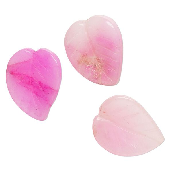 Malaysia "jade" 1pkg3, single-sided carved leaf bead 25x20mm image number 0