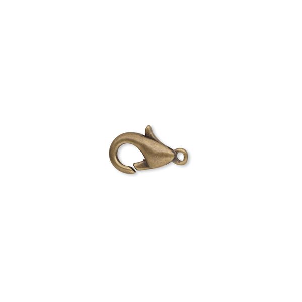 Clasp, lobster claw, antique gold-plated brass, 10x6mm with closed loop. Sold per pkg of 10. image number 0