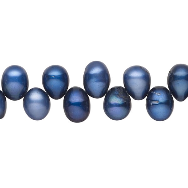 Freshwater pearl 1pkg1, top-drilled rice, 15 inch dark blue 7x6mm-9x7mm cultured image number 0