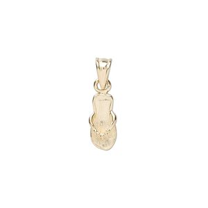 Pendant, 14Kt gold, 13x6mm flip flop. Sold individually.
