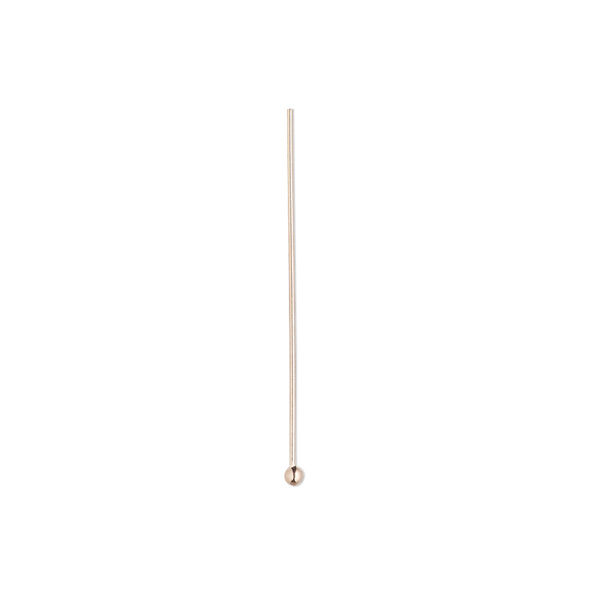Head pin, 14Kt rose gold-filled, 1 inch with 1.5mm ball, 24 gauge. Sold per pkg of 10. image number 0