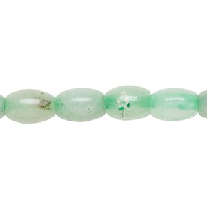 Green quartz 1pkg1, oval bead 15 inch 9x6mm-9x7mm