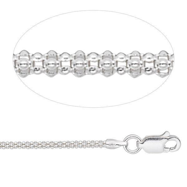 Chain, sterling silver, 1.8mm popcorn, 20 inches with lobster claw clasp. Sold individually. image number 0