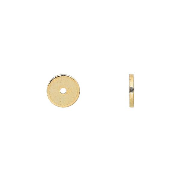 Bead, gold-finished steel, 8x1mm heishi. Sold per pkg of 100. image number 0