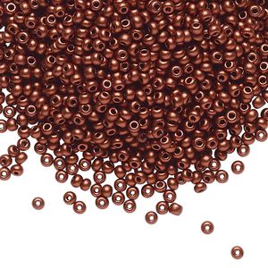 Seed bead, Preciosa Ornela Czech glass, pkg/50g, #11 rocaille, opaque soft dark copper metallic alabaster, (01750).