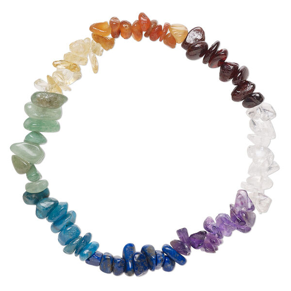 Bracelet, stretch, multi-gemstone (natural / dyed / heated), 8mm width, 8 inches. Sold individually. image number 0
