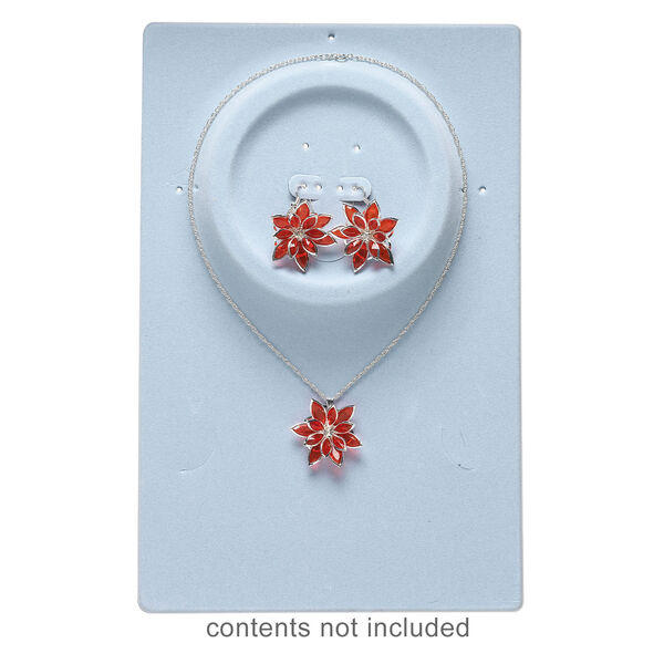 Display, necklace / bracelet / earring, velveteen and plastic, light blue, 10 x 6-1/2 x 1/2 inch rectangle. Sold per pkg of 4. image number 1