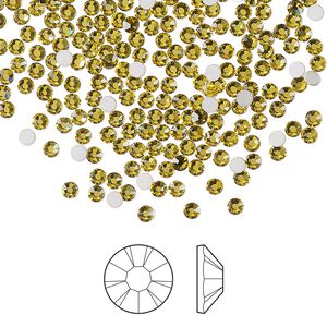 Flat back 1440pk acid yellow foil back, Preciosa MAXIMA Czech crystal rhinestone 2.1-2.3mm chaton rose round SS7