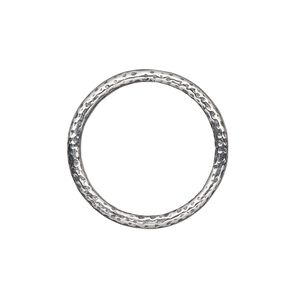 Jump ring, antiqued sterling silver, 20mm hammered round, 16.7mm inside diameter, 12 gauge. Sold Individually.