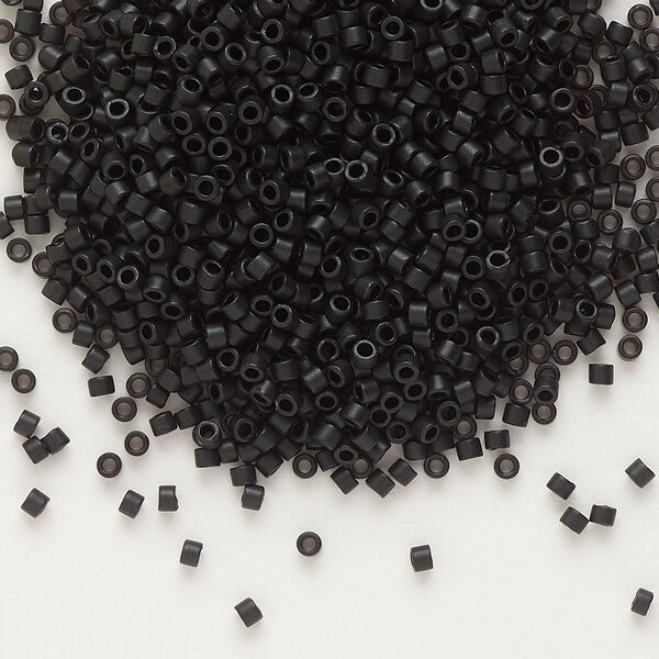 Seed bead, Delica®, glass, pkg/50g, #11 round, opaque matte black (DB-0310). image number 0