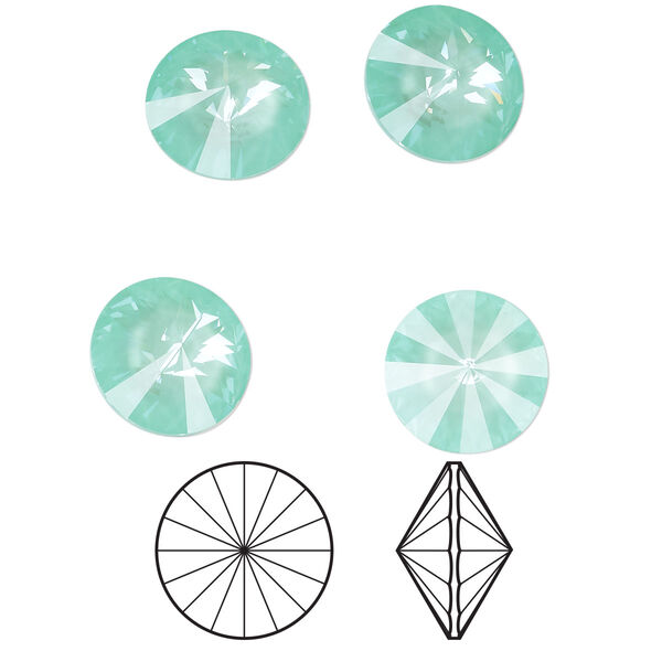 Chaton 4pk crystal soft mint ignite, Crystal Passions® 12mm rivoli 1122 image number 0