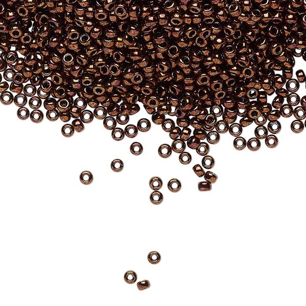 Seed bead, Miyuki, glass, pkg/250g, #11 rocaille, opaque metallic bronze, (RR-457B). image number 0
