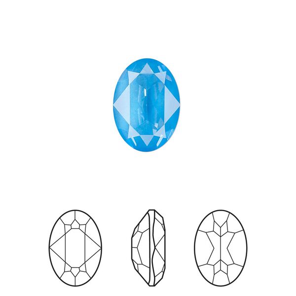 Fancy stone 144pk crystal electric blue ignite LacquerPRO, Swarovski® 14x10mm oval 4120 image number 0